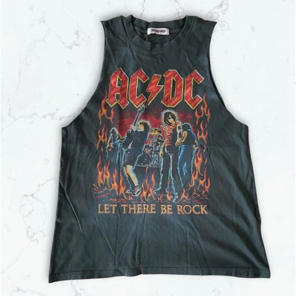 Daydreamer AC/DC Graphic Charcoal Muscle Tee - Picture 5 of 12